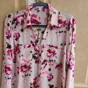Express Pink Floral Button Down Shirt